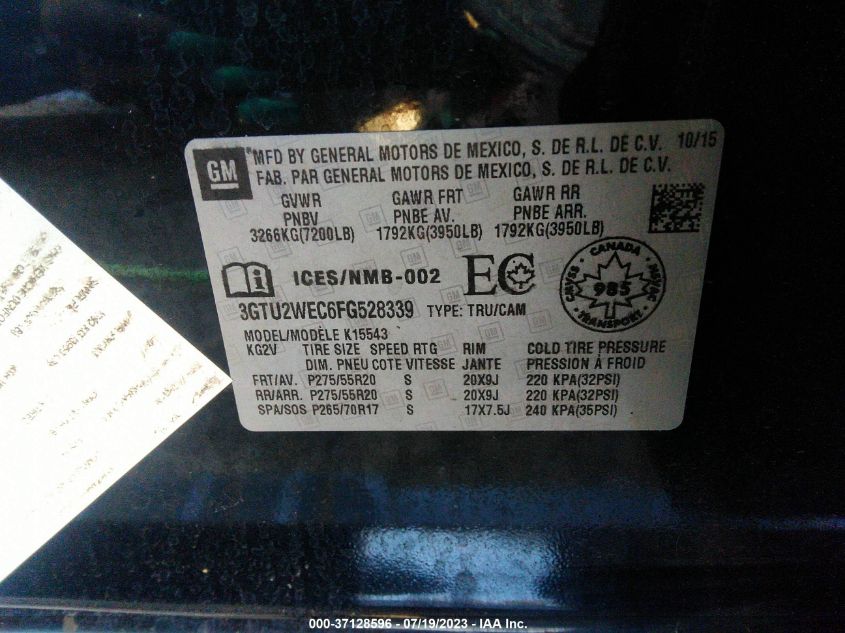 2015 GMC SIERRA 1500 DENALI - 3GTU2WEC6FG528339