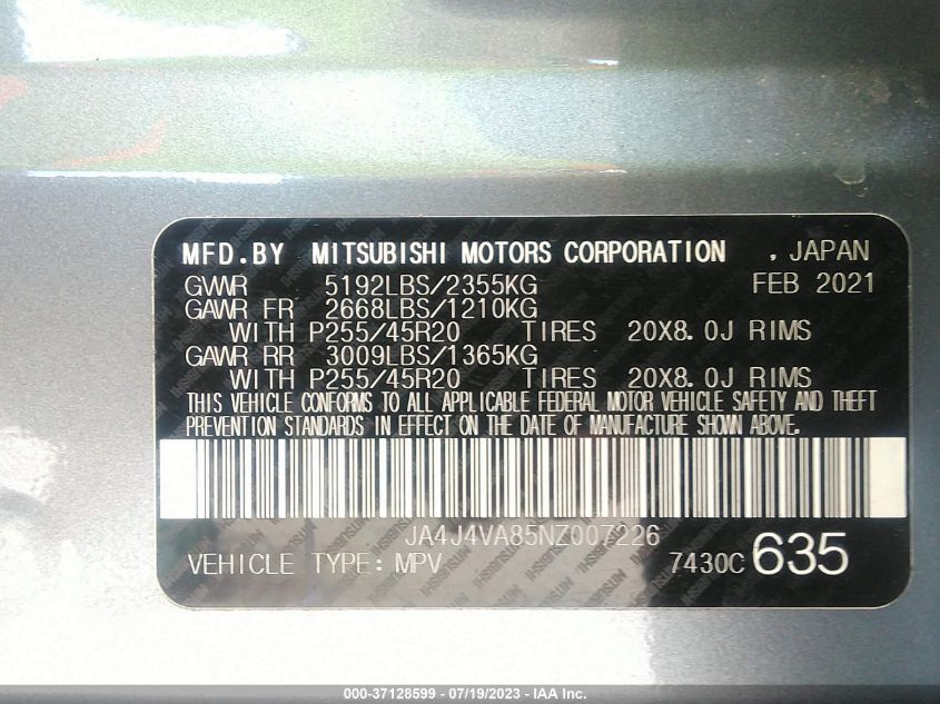 2022 MITSUBISHI OUTLANDER SEL - JA4J4VA85NZ007226