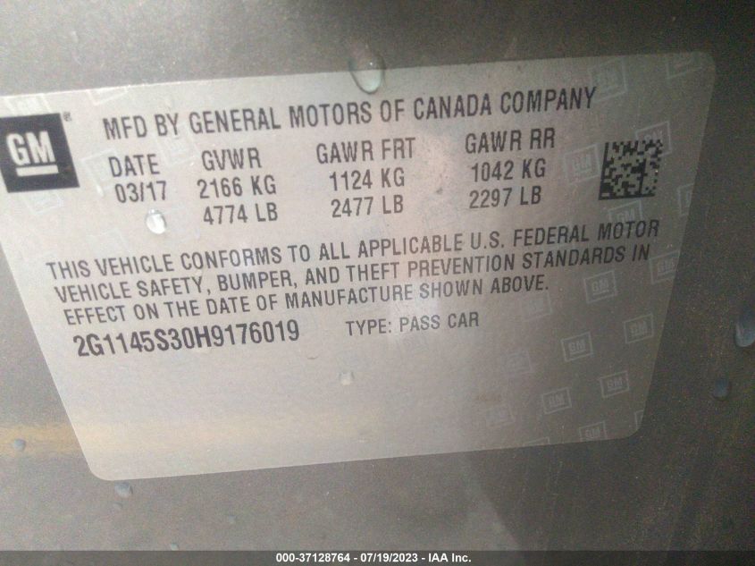 2017 CHEVROLET IMPALA PREMIER - 2G1145S30H9176019