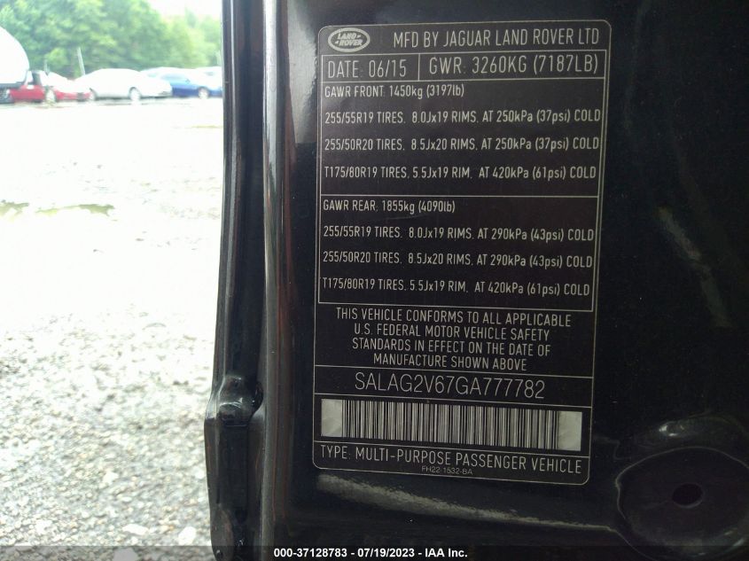 2016 LAND ROVER LR4 HSE - SALAG2V67GA777782