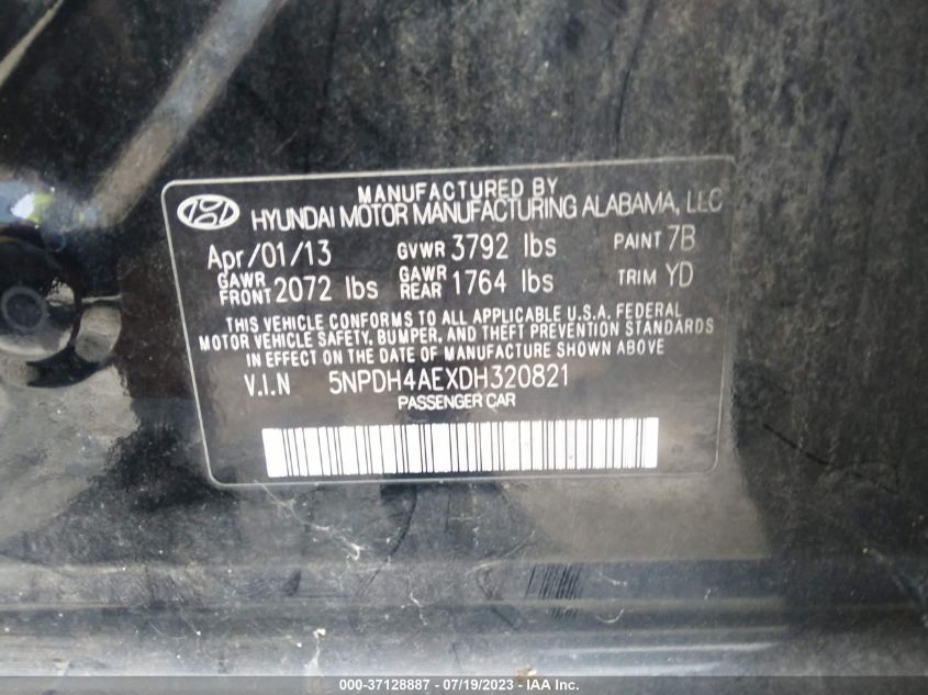 2013 HYUNDAI ELANTRA LIMITED - 5NPDH4AEXDH320821