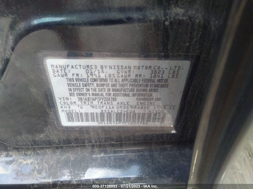 2015 NISSAN SENTRA S - 3N1AB7AP7FY224788