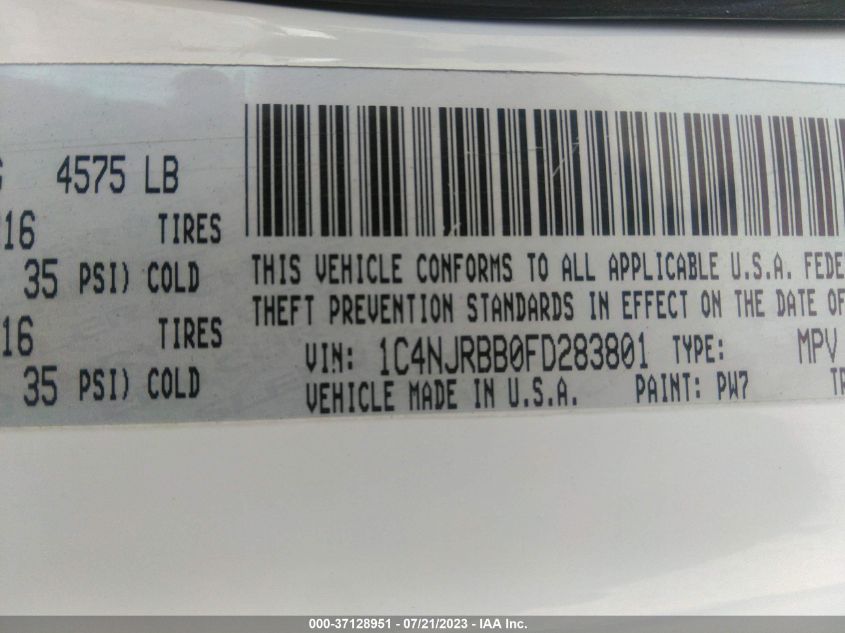 2015 JEEP PATRIOT SPORT - 1C4NJRBB0FD283801