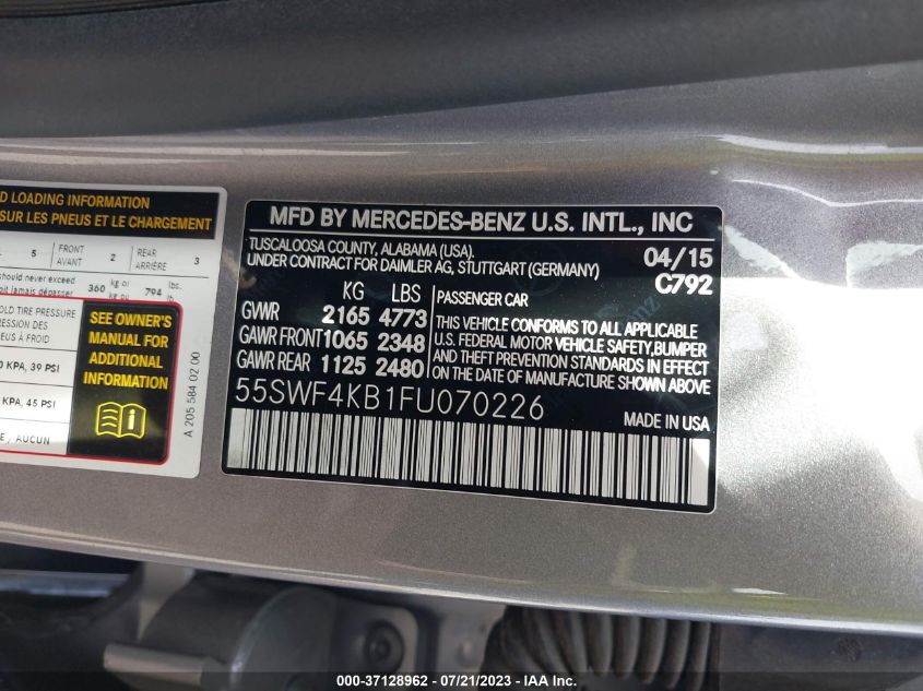 2015 MERCEDES-BENZ C-CLASS C 300 - 55SWF4KB1FU070226