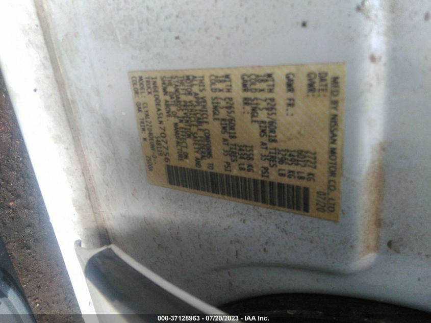 2020 NISSAN FRONTIER SV - 1N6ED0EA5LN707756
