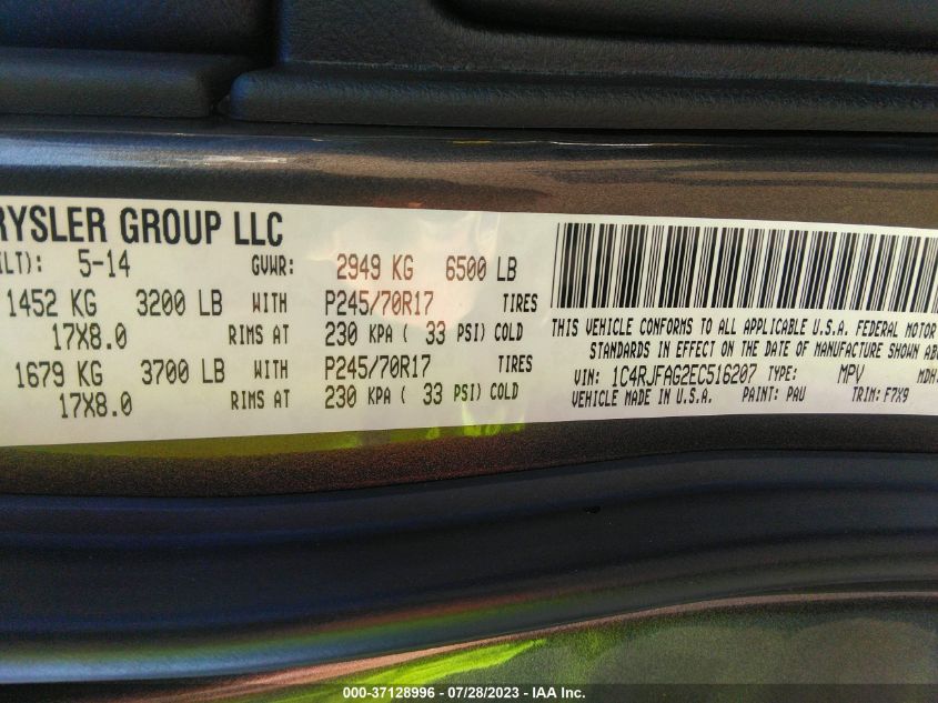 2014 JEEP GRAND CHEROKEE LAREDO - 1C4RJFAG2EC516207