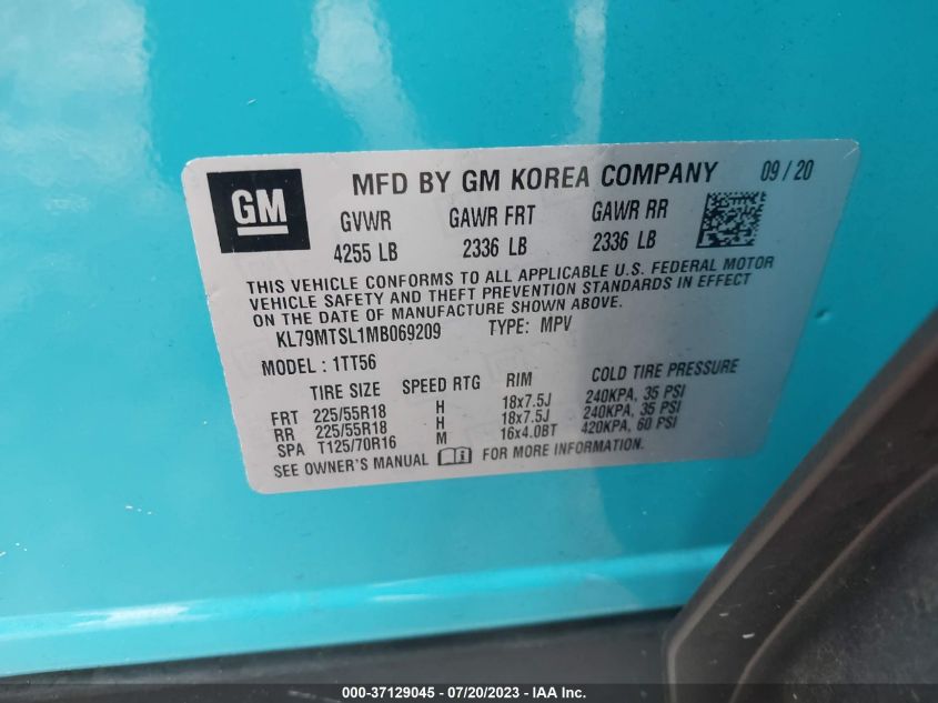 2021 CHEVROLET TRAILBLAZER RS - KL79MTSL1MB069209
