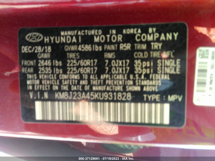2019 HYUNDAI TUCSON SE - KM8J23A45KU931828