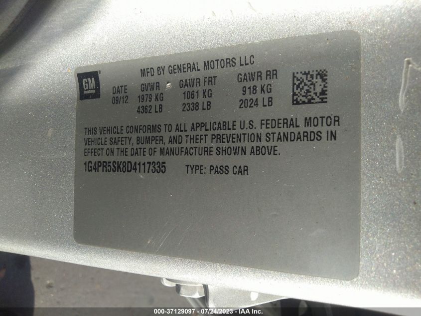 2013 BUICK VERANO CONVENIENCE GROUP - 1G4PR5SK8D4117335