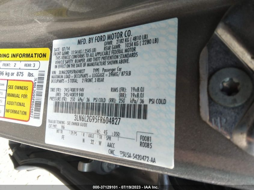 2015 LINCOLN MKZ - 3LN6L2G95FR604827
