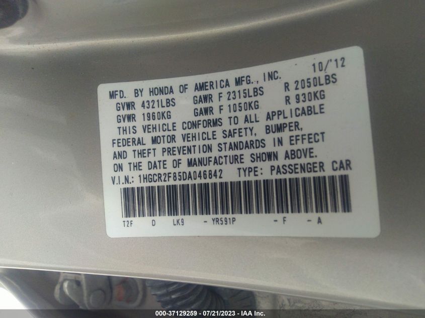 2013 HONDA ACCORD SDN EX-L - 1HGCR2F85DA046842