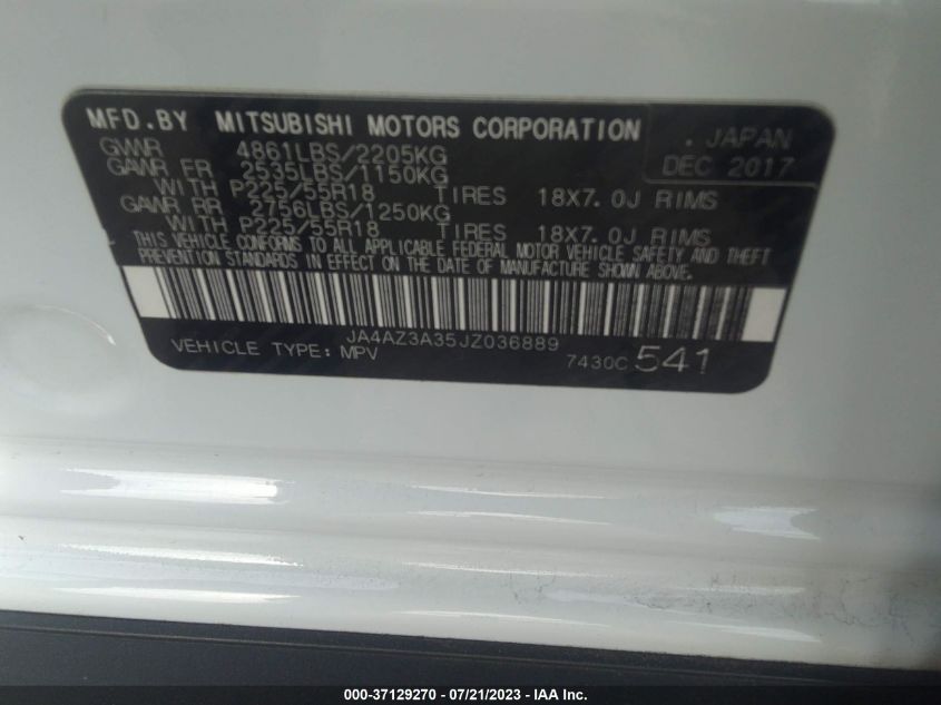 2018 MITSUBISHI OUTLANDER ES/SE/SEL/LE - JA4AZ3A35JZ036889