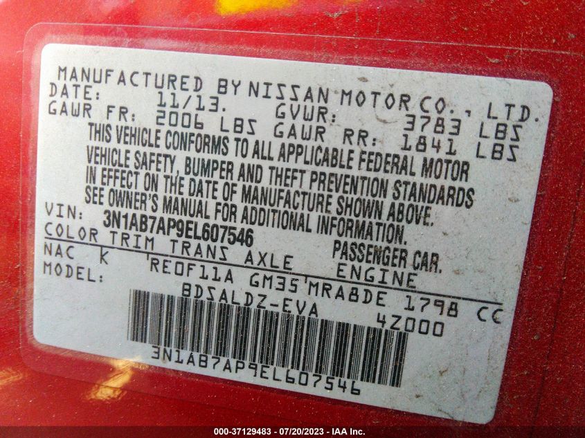 2014 NISSAN SENTRA SV - 3N1AB7AP9EL607546