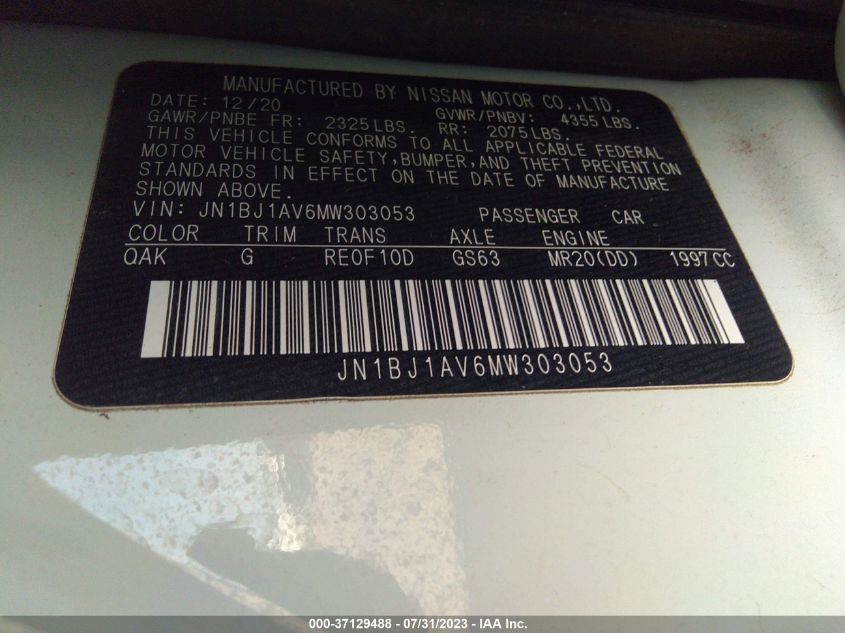 2021 NISSAN ROGUE SPORT S - JN1BJ1AV6MW303053