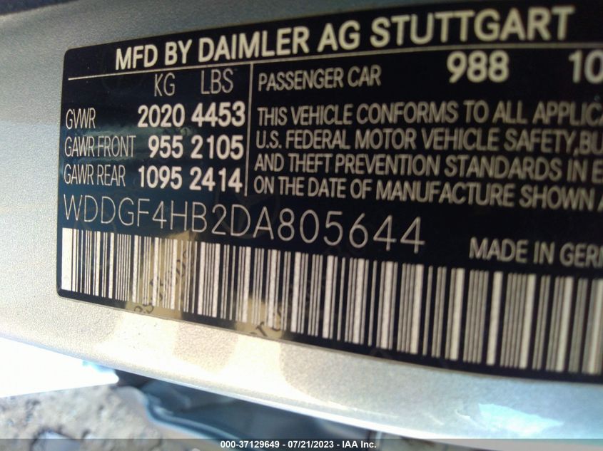 2013 MERCEDES-BENZ C-CLASS C 250 - WDDGF4HB2DA805644