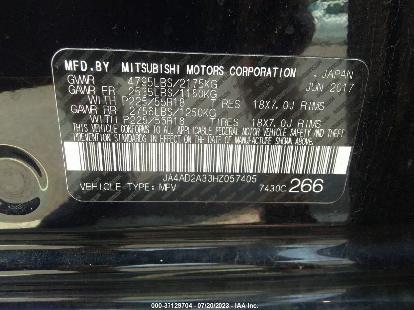 2017 MITSUBISHI OUTLANDER ES - JA4AD2A33HZ057405