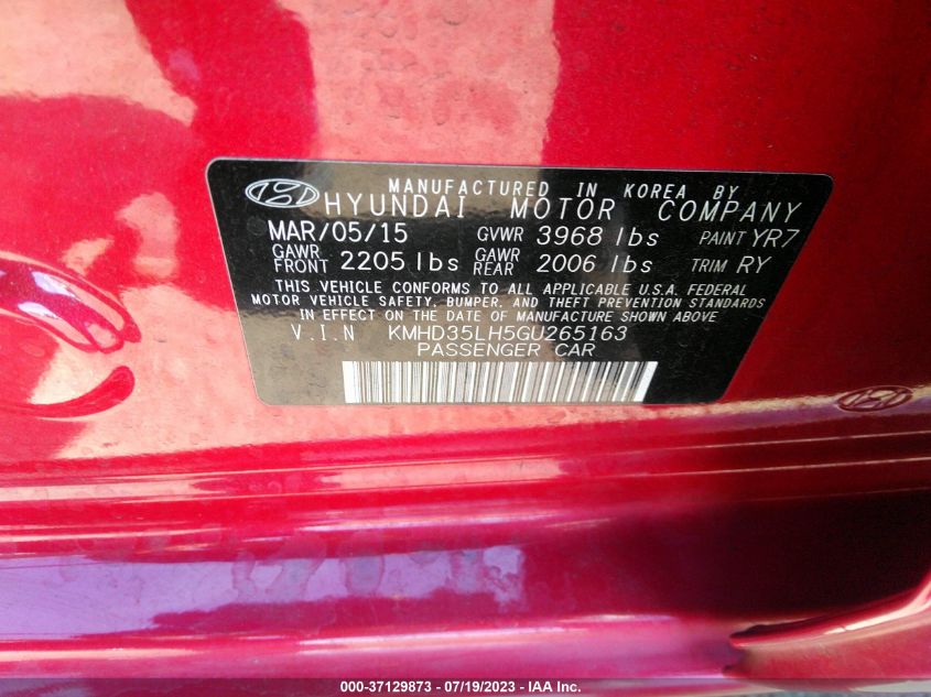 2016 HYUNDAI ELANTRA GT - KMHD35LH5GU265163