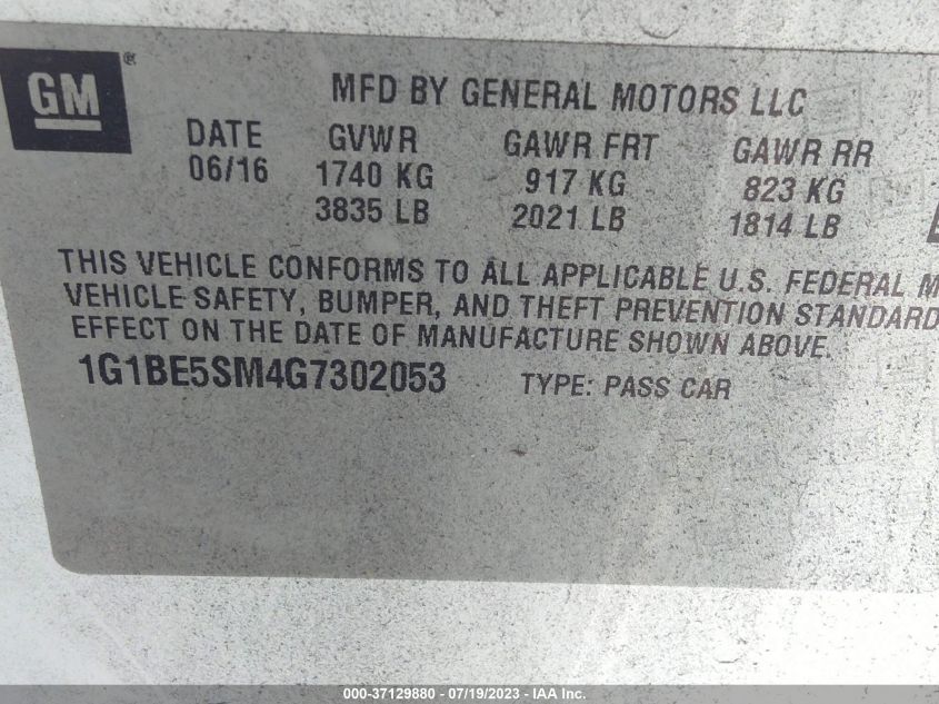 2016 CHEVROLET CRUZE LT - 1G1BE5SM4G7302053