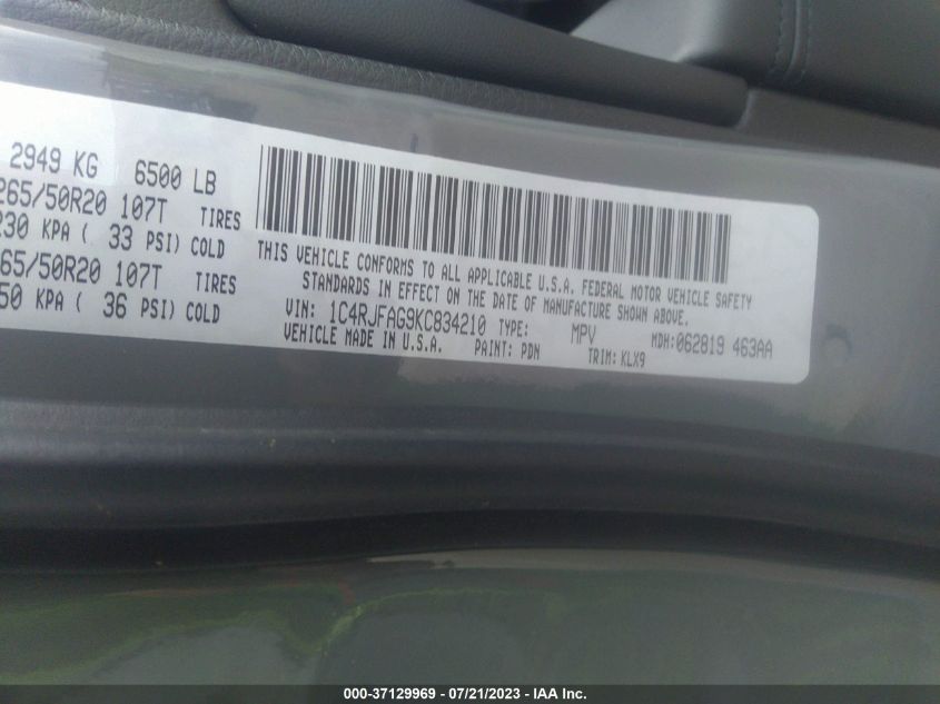 2019 JEEP GRAND CHEROKEE ALTITUDE - 1C4RJFAG9KC834210
