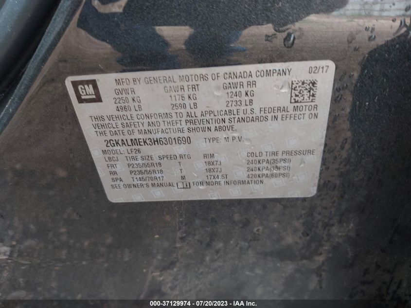 2017 GMC TERRAIN SLE - 2GKALMEK3H6301690