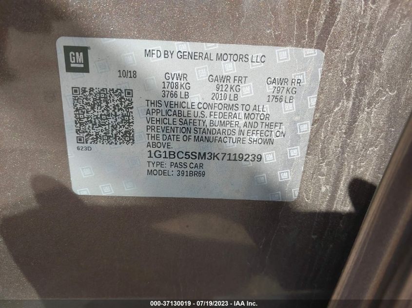 2019 CHEVROLET CRUZE LS - 1G1BC5SM3K7119239