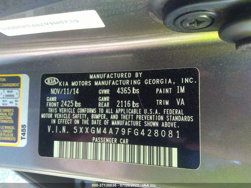 2015 KIA OPTIMA LX - 5XXGM4A79FG428081
