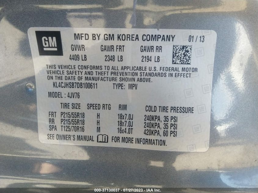 2013 BUICK ENCORE PREMIUM - KL4CJHSB7DB100611