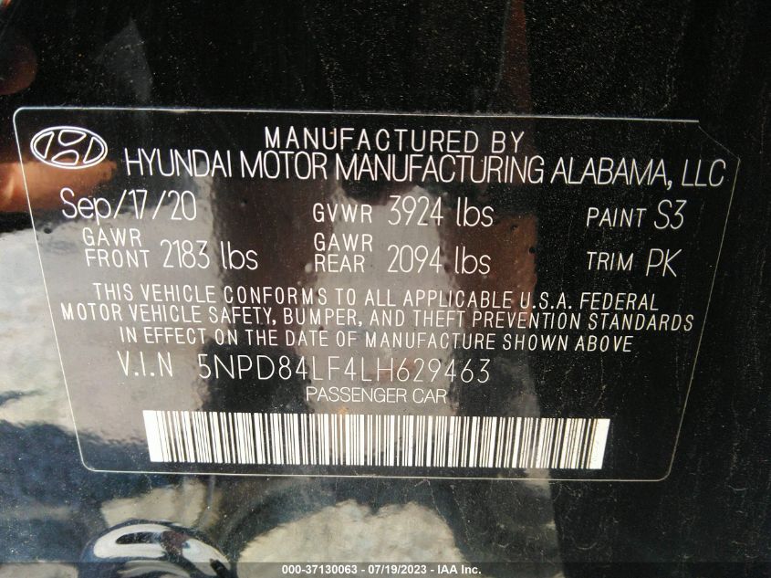 2020 HYUNDAI ELANTRA SEL - 5NPD84LF4LH629463