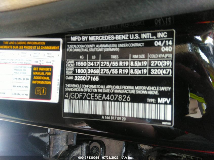 2014 MERCEDES-BENZ GL-CLASS GL 450 4JGDF7CE5EA407826