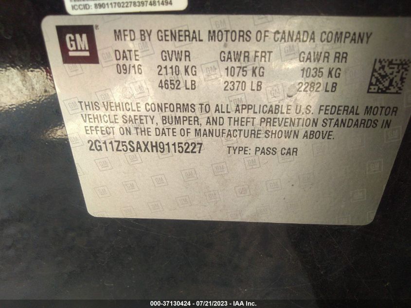 2017 CHEVROLET IMPALA LS - 2G11Z5SAXH9115227