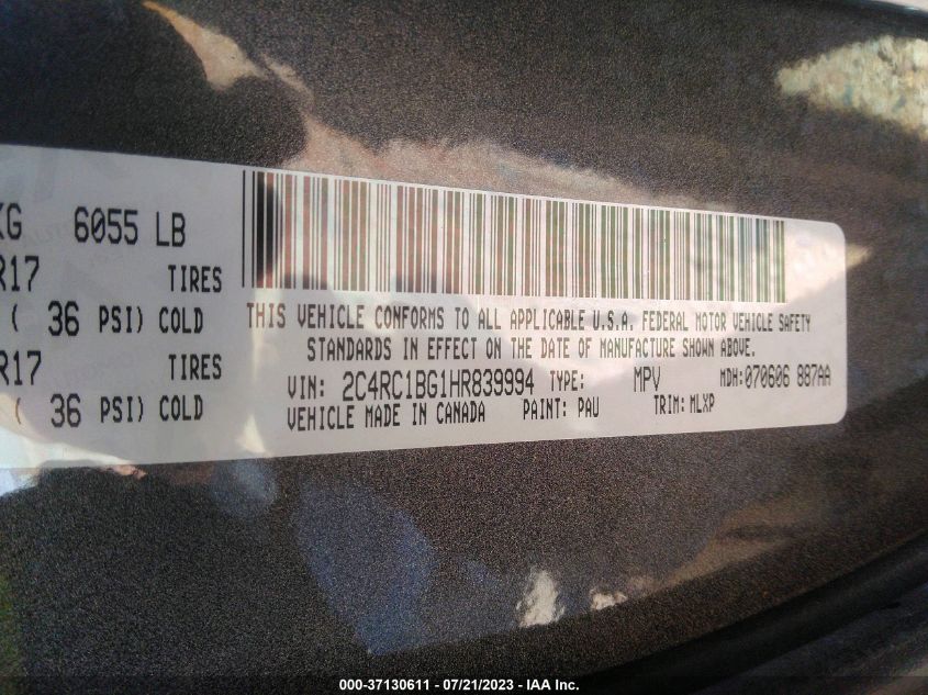 2017 CHRYSLER PACIFICA TOURING-L - 2C4RC1BG1HR839994
