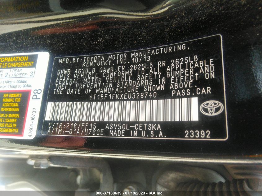 2014 TOYOTA CAMRY L/LE/XLE/SE/SE SPORT - 4T1BF1FKXEU328740