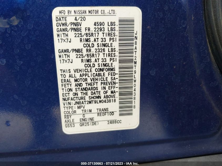 2020 NISSAN ROGUE S/SV - JN8AT2MT9LW043818