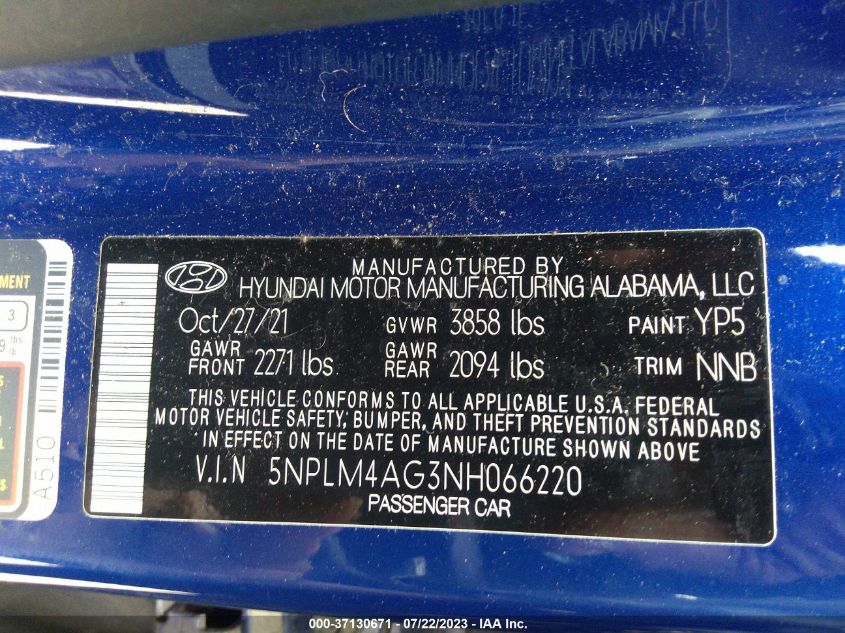 2022 HYUNDAI ELANTRA SEL - 5NPLM4AG3NH066220