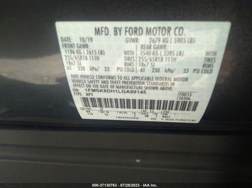 2020 FORD EXPLORER XLT - 1FMSK8DH1LGA99145