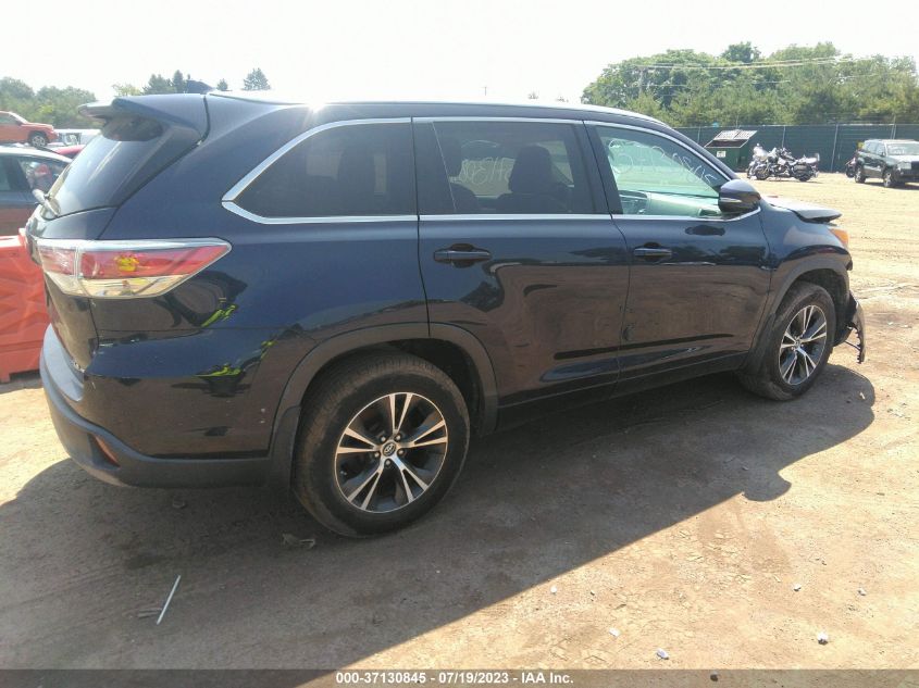 2016 TOYOTA HIGHLANDER XLE - 5TDJKRFH6GS344312