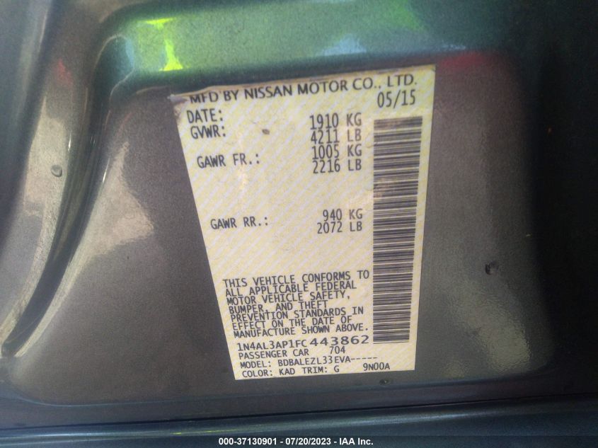 2015 NISSAN ALTIMA 2.5 - 1N4AL3AP1FC443862