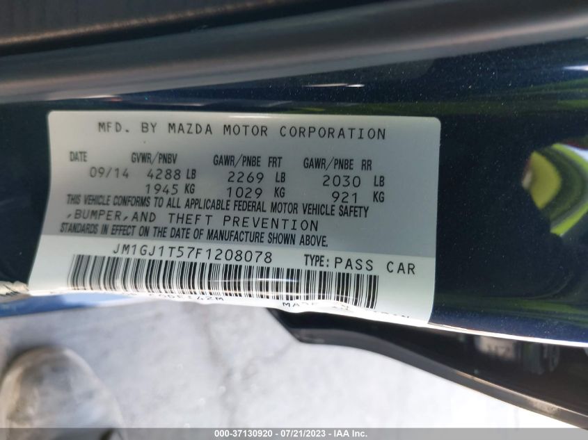 2015 MAZDA MAZDA6 I TOURING - JM1GJ1T57F1208078
