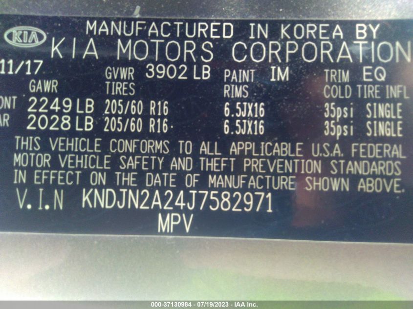 2018 KIA SOUL BASE - KNDJN2A24J7582971