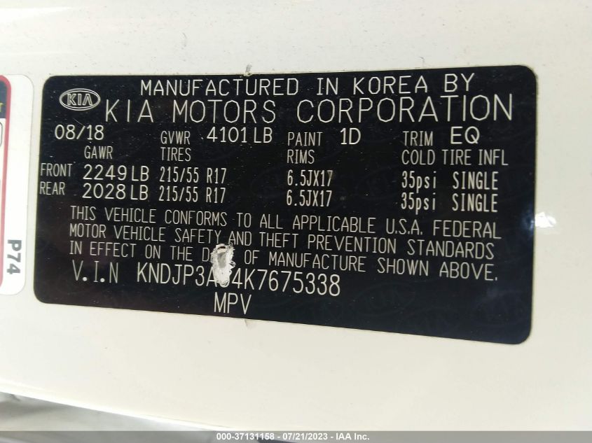 2019 KIA SOUL + - KNDJP3A54K7675338