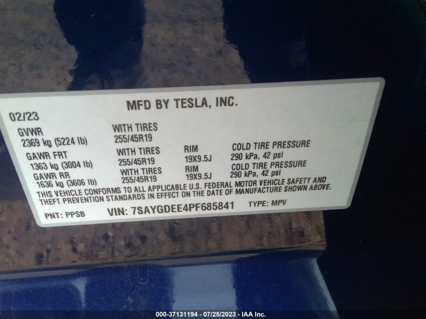 2023 TESLA MODEL Y - 7SAYGDEE4PF685841