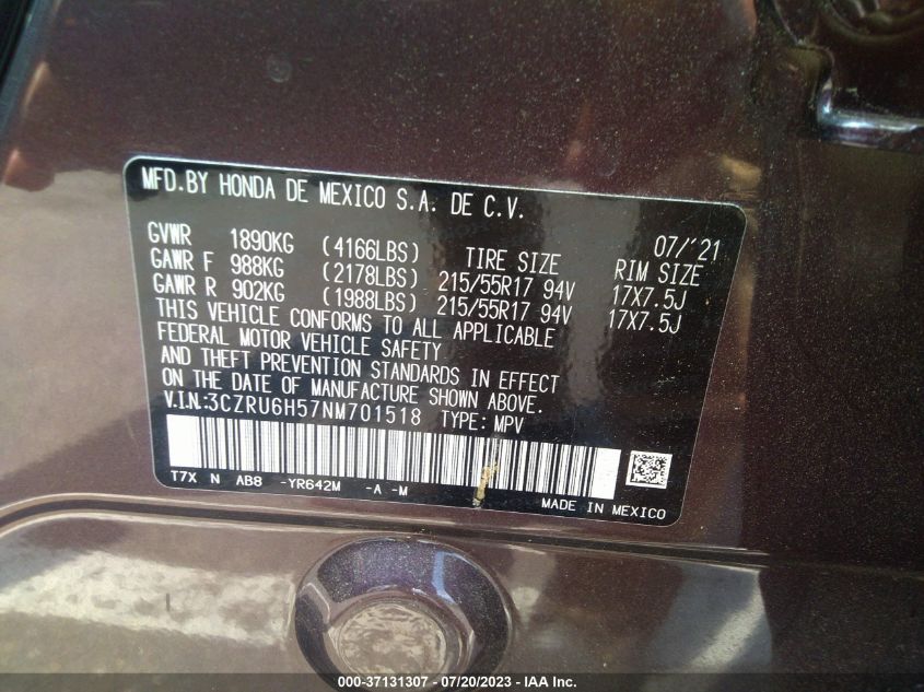 3CZRU6H57NM701518 Honda HR-V EX 9