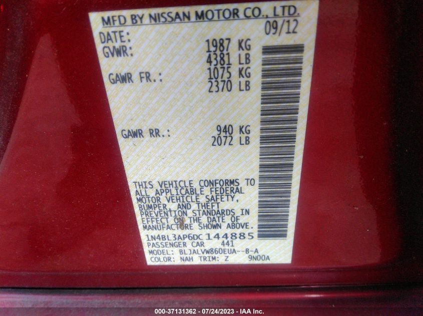 2013 NISSAN ALTIMA 3.5 SL - 1N4BL3AP6DC144885