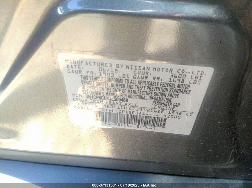 2018 NISSAN KICKS SV - 3N1CP5CU4JL509469