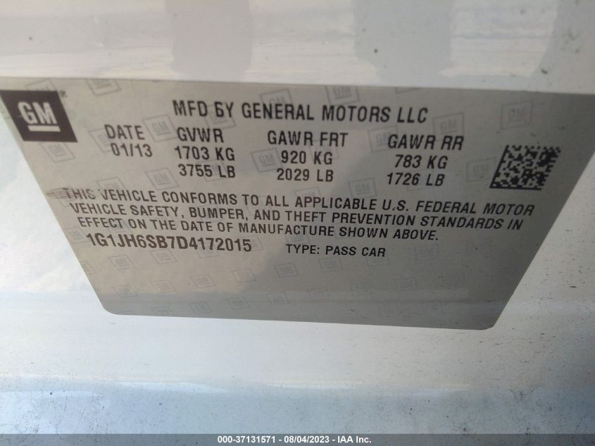 2013 CHEVROLET SONIC RS - 1G1JH6SB7D4172015
