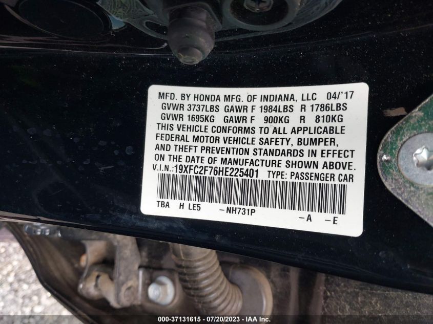 2017 HONDA CIVIC EX - 19XFC2F76HE225401