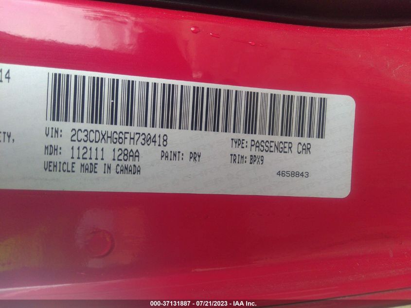 2015 DODGE CHARGER SXT - 2C3CDXHG6FH730418