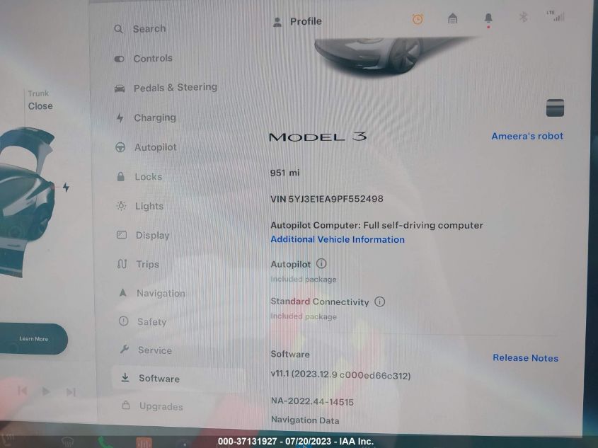 2023 TESLA MODEL 3 - 5YJ3E1EA9PF552498