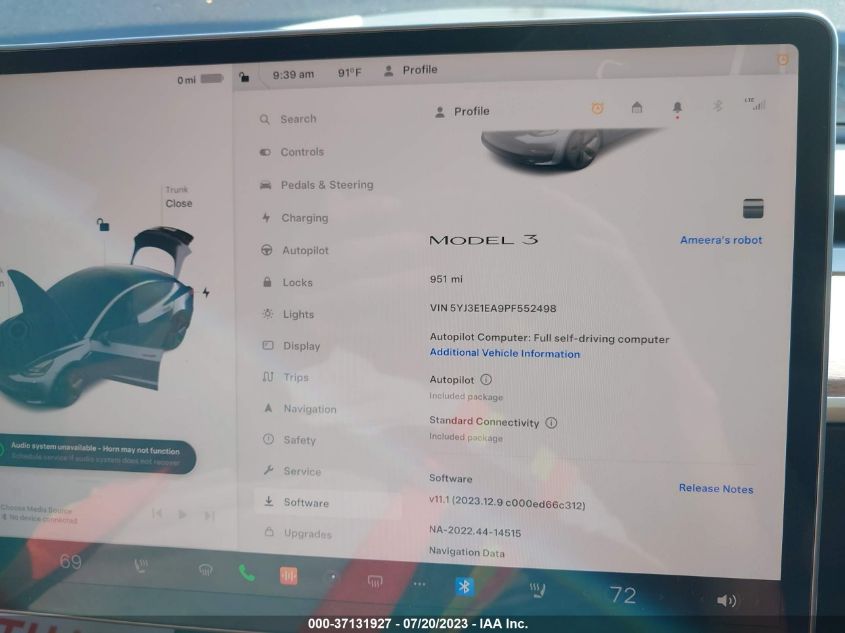 2023 TESLA MODEL 3 - 5YJ3E1EA9PF552498