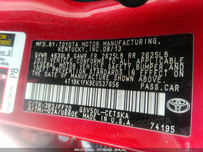 2014 TOYOTA CAMRY SE/XLE - 4T1BK1FK9EU537656